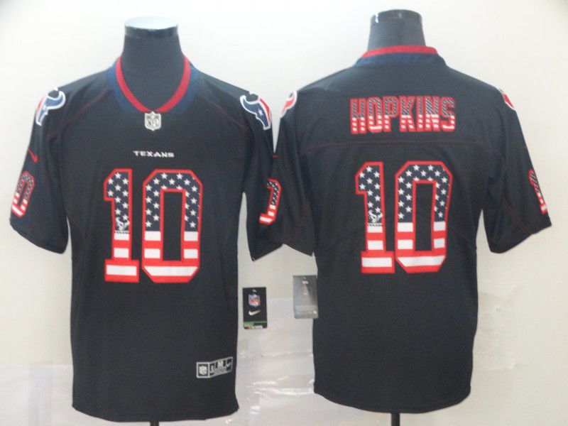 Men Houston Texans 10 Hopkins Nike USA Flag Fashion Black Color Rush Limited Jersey